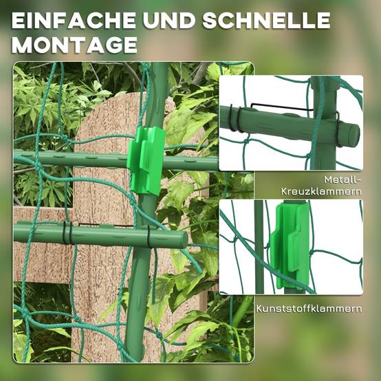 Tuteur Treillis Acier Jardin Support Plantes Grimpantes Filet Inclus 167x144x206cm Vert - ComfortXL Outdoor Living - Image 5
