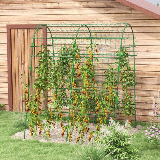 Tuteur Treillis Acier Jardin Support Plantes Grimpantes Filet Inclus 167x144x206cm Vert - ComfortXL Outdoor Living - Image 1