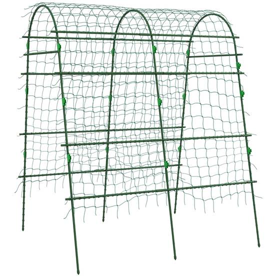 Tuteur Treillis Acier Jardin Support Plantes Grimpantes Filet Inclus 167x144x206cm Vert - ComfortXL Outdoor Living - Image 2