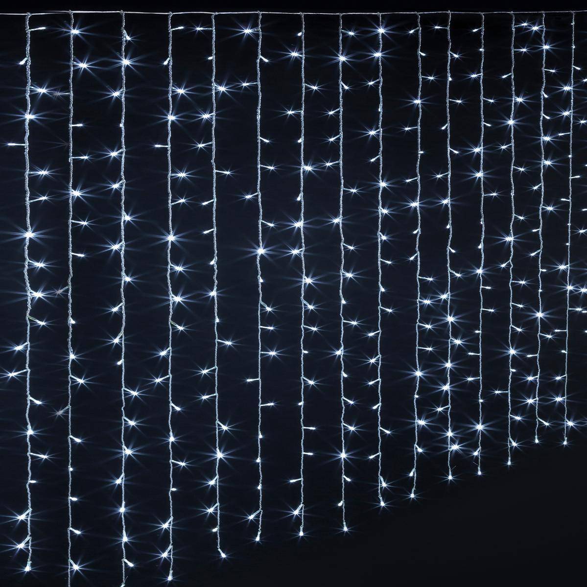 Rideau de façade lumineux 200 LED 0,9m avec timer extérieur blanc froid FEERIC LIGHTS & CHRISTMAS - Image 1