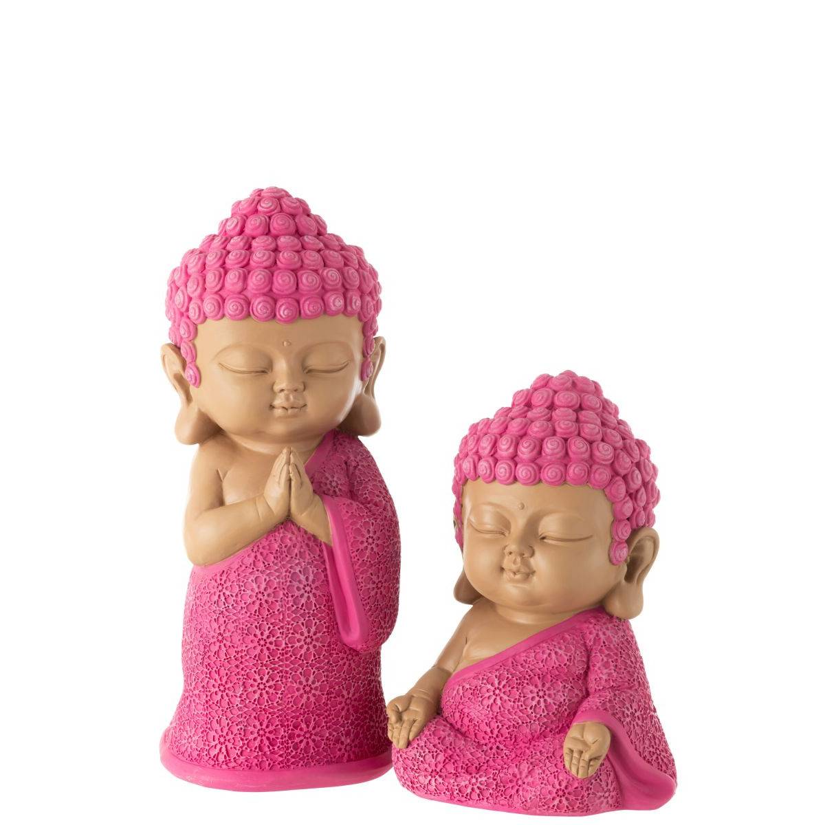 J-Line - Statuette Moine Zen "Toby" 19cm Rose - Image 4