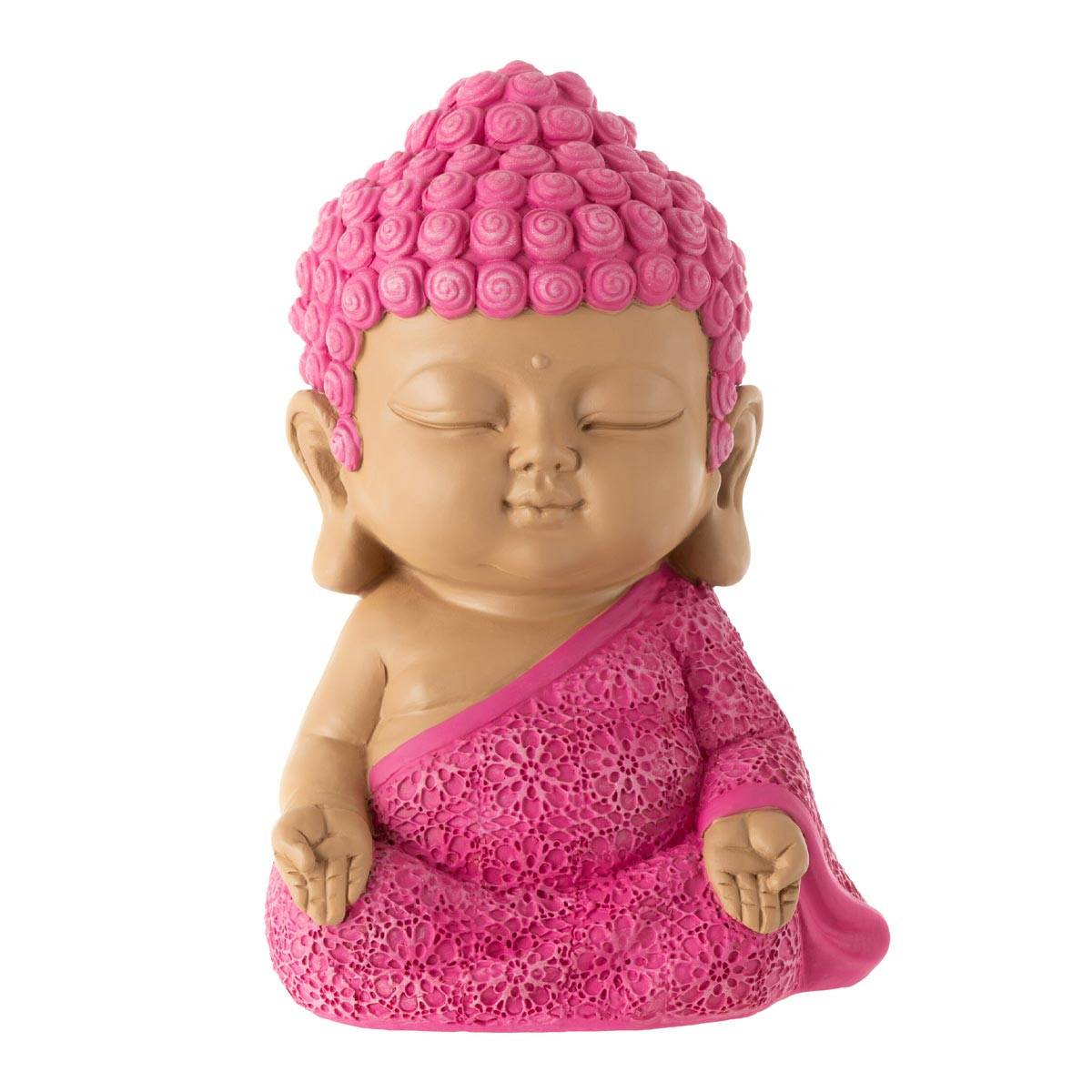 J-Line - Statuette Moine Zen "Toby" 19cm Rose - Image 1