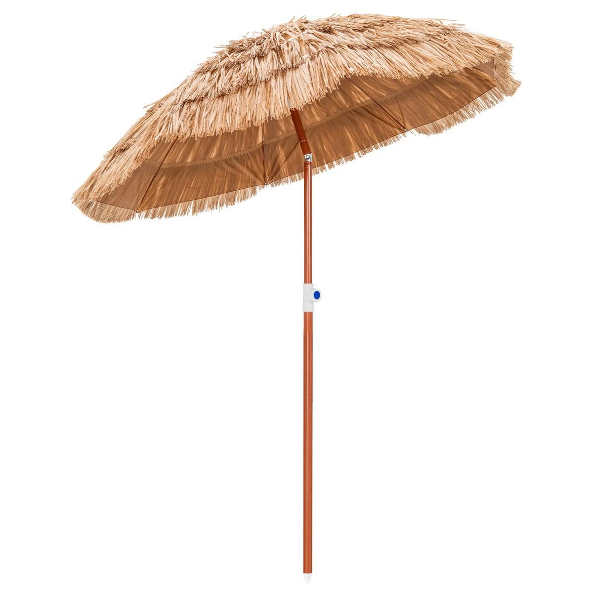 Helloshop26 - Parasol de terrasse en chaume, parasol tiki hawaïen de 175 cm avec sac de transport design inclinable parasol de table ou de marché extérieur pliable - Image 1