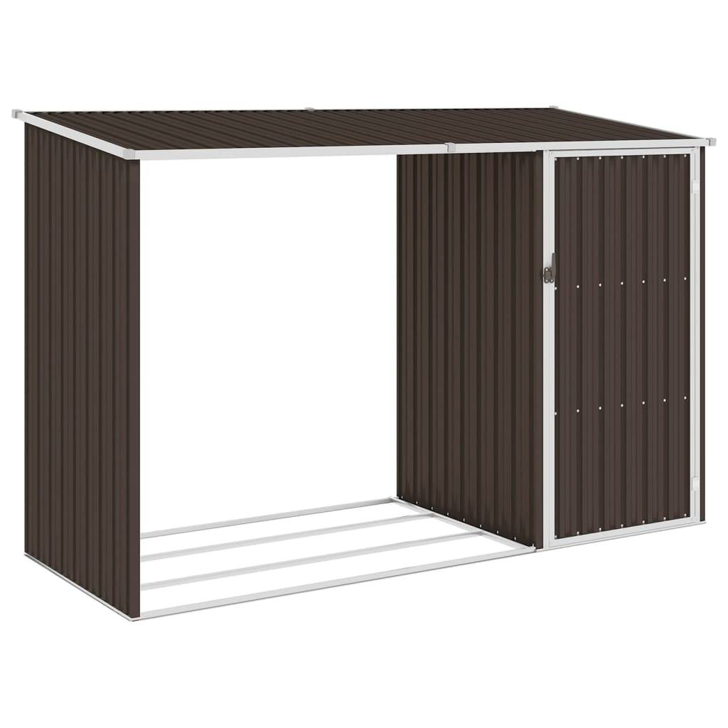 Maison Chic - Abri à bois 2.4m² - Abri de jardin Marron 245x98x159 cm Acier galvanisé MAISON CHIC - Image 2