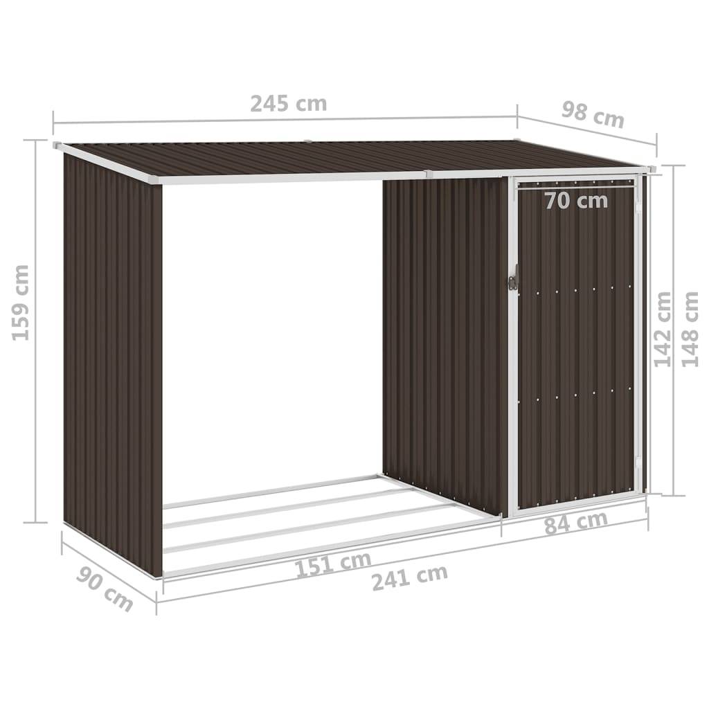 Maison Chic - Abri à bois 2.4m² - Abri de jardin Marron 245x98x159 cm Acier galvanisé MAISON CHIC - Image 7