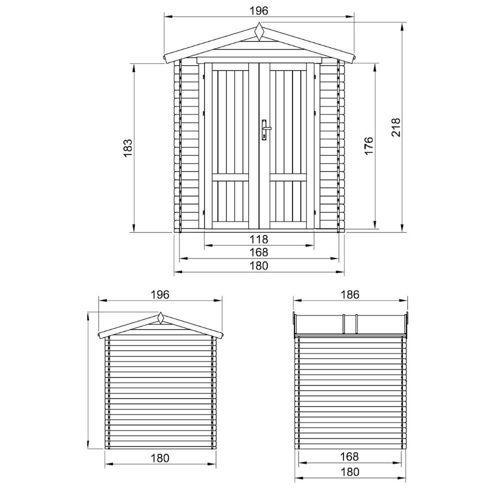 Timbela - Abri de Jardin en Bois - 186x196xH218 cm / 2,82 m² - 19 mm d’épaisseur - Timbela M320F1 - Image 6