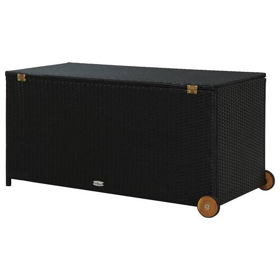 Coffre de Jardin en Résine Tressée sur Roues Sac Étanche pour Terrasse Noir 120x65x61 cm – ComfortXL Outdoor Living - Image 6