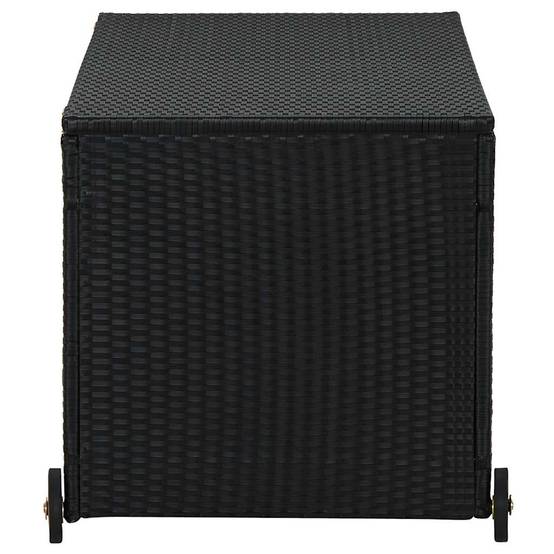 Coffre de Jardin en Résine Tressée sur Roues Sac Étanche pour Terrasse Noir 120x65x61 cm – ComfortXL Outdoor Living - Image 5