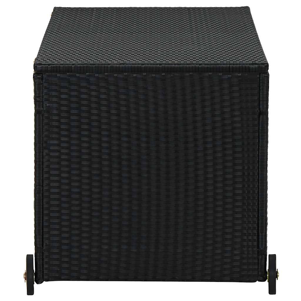 Coffre de Jardin en Résine Tressée sur Roues Sac Étanche pour Terrasse Noir 120x65x61 cm – ComfortXL Outdoor Living - Image 5