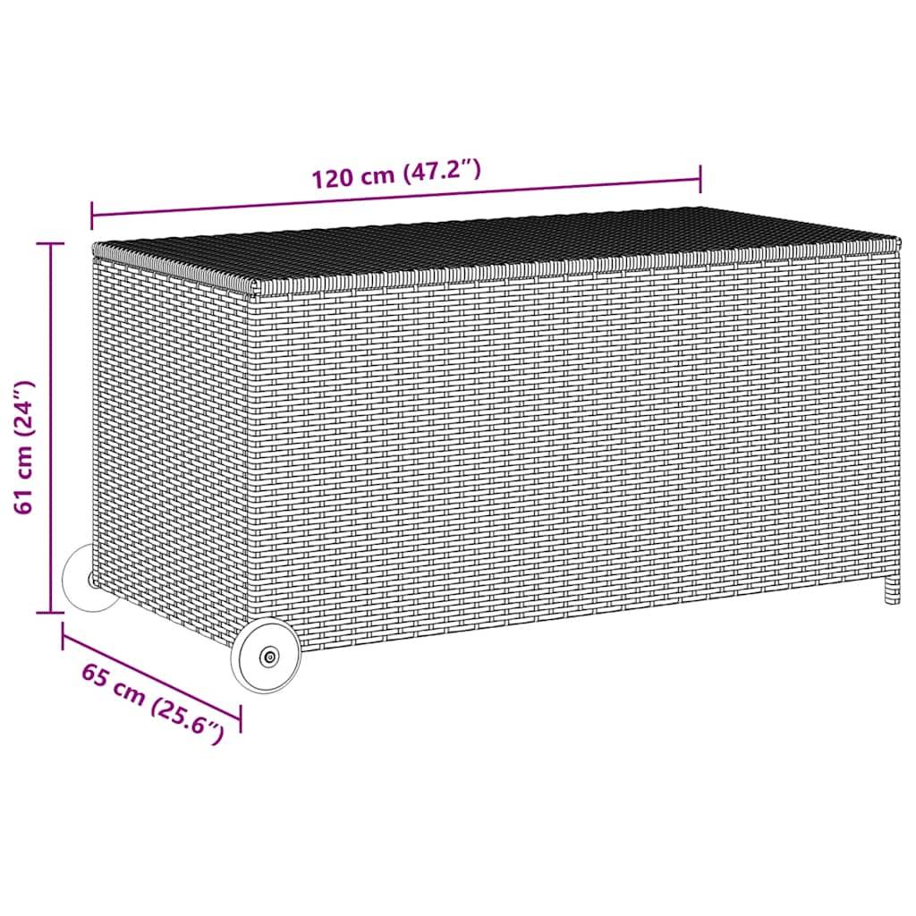 Coffre de Jardin en Résine Tressée sur Roues Sac Étanche pour Terrasse Noir 120x65x61 cm – ComfortXL Outdoor Living - Image 9