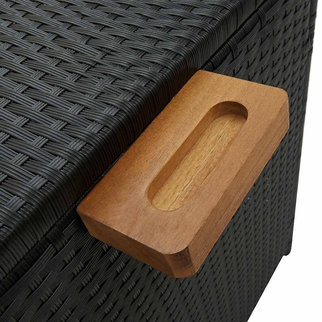 Coffre de Jardin en Résine Tressée sur Roues Sac Étanche pour Terrasse Noir 120x65x61 cm – ComfortXL Outdoor Living - Image 8