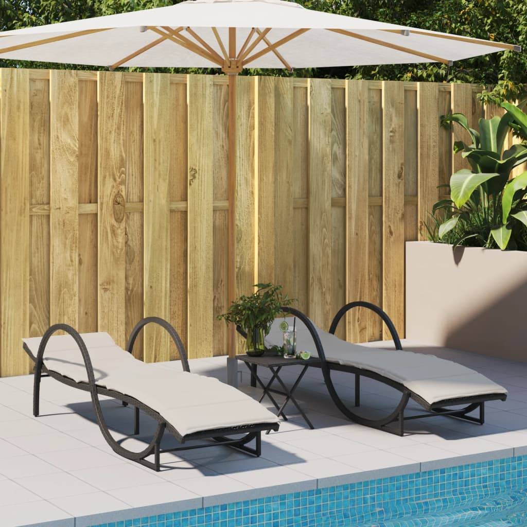 ComfortXL - 2 Transats Résine Noire avec Accoudoirs Coussins Écru Dossier Réglable – ComfortXL Outdoor Living - Image 1