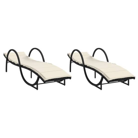 ComfortXL - 2 Transats Résine Noire avec Accoudoirs Coussins Écru Dossier Réglable – ComfortXL Outdoor Living - Image 2