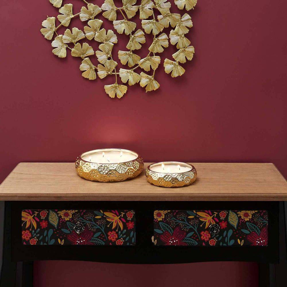 The Home Deco Factory - Bougie parfumée en céramique or du temps 10 mèches - Image 4