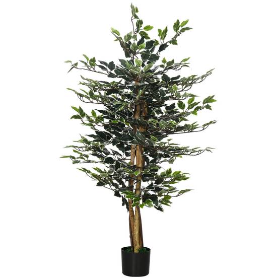 Ficus artificiel intérieur extérieur PE liane lichen pot inclus 130cm vert - ComfortXL Outdoor Living - Image 2