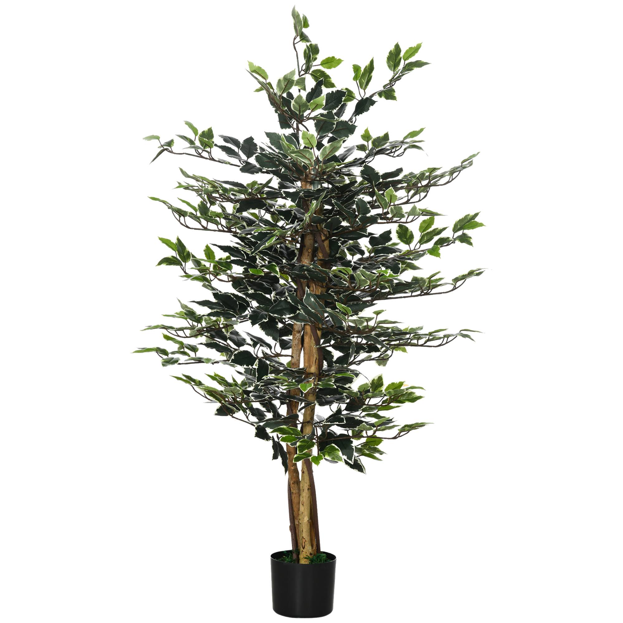 Ficus artificiel intérieur extérieur PE liane lichen pot inclus 130cm vert - ComfortXL Outdoor Living - Image 2