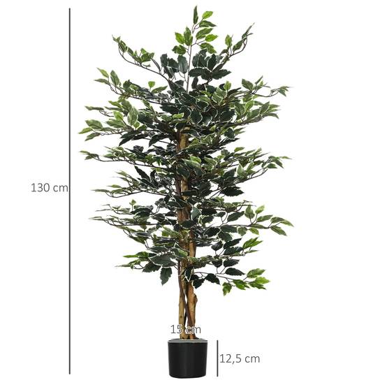 Ficus artificiel intérieur extérieur PE liane lichen pot inclus 130cm vert - ComfortXL Outdoor Living - Image 5