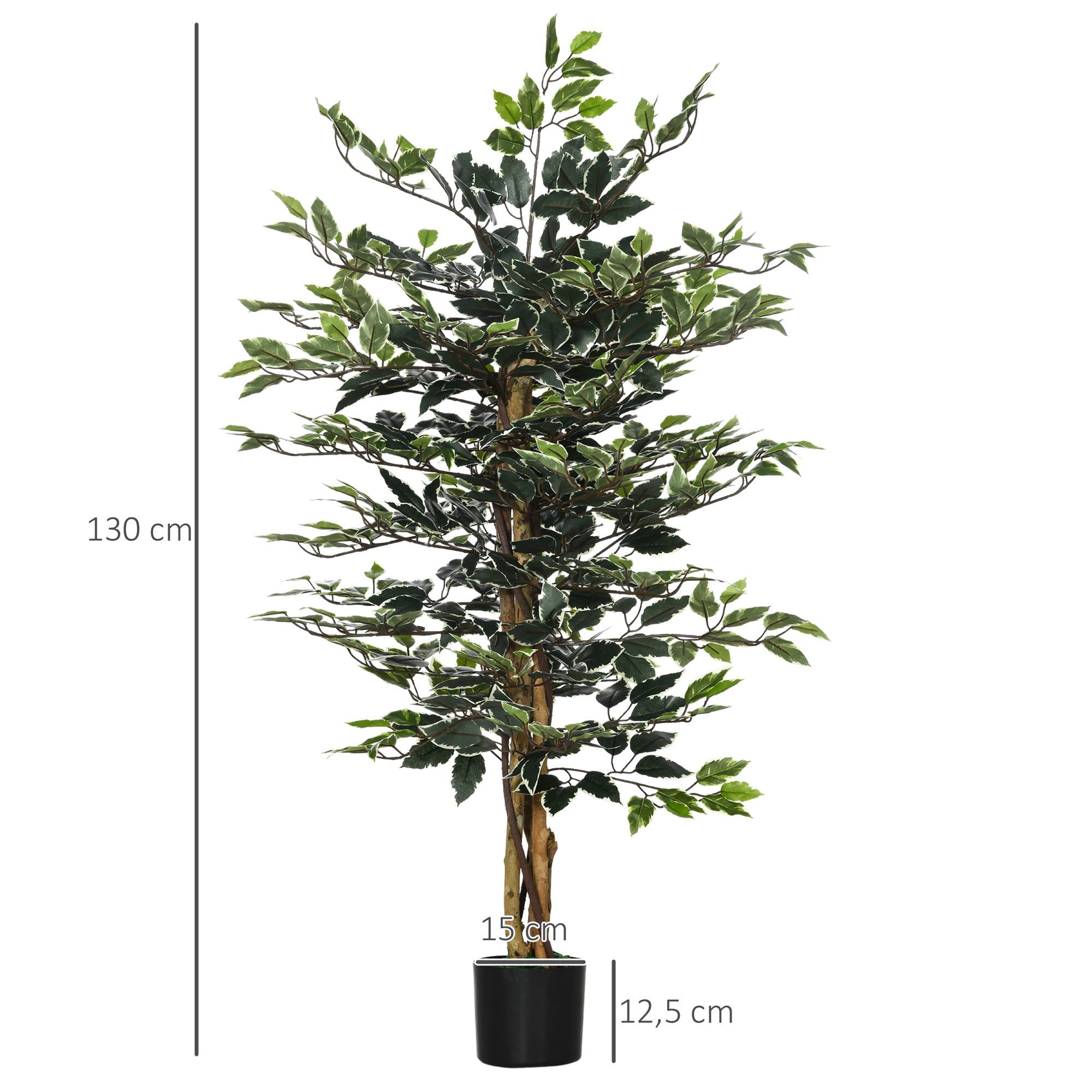Ficus artificiel intérieur extérieur PE liane lichen pot inclus 130cm vert - ComfortXL Outdoor Living - Image 5