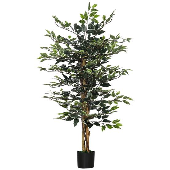 Ficus artificiel intérieur extérieur PE liane lichen pot inclus 130cm vert - ComfortXL Outdoor Living - Image 1