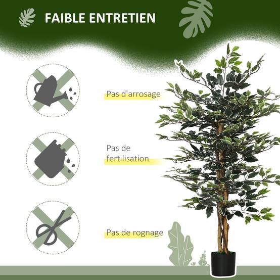 Ficus artificiel intérieur extérieur PE liane lichen pot inclus 130cm vert - ComfortXL Outdoor Living - Image 8