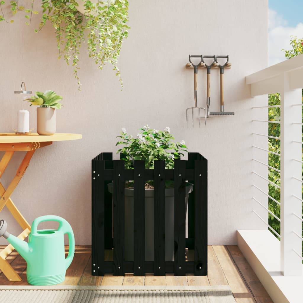 Vidaxl - Jardinière avec design de clôture noir 60x60x60 cm pin massif vidaXL 832459