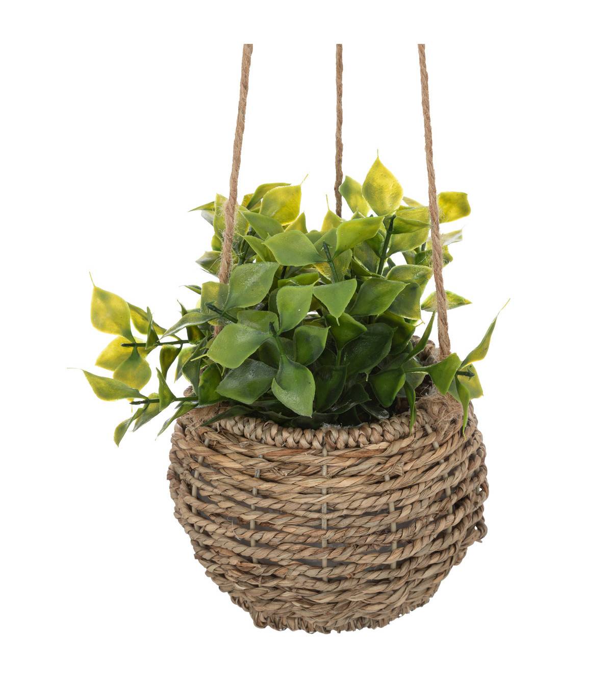 Plante artificielle suspendue pot en roseau H 60 cm - Image 2