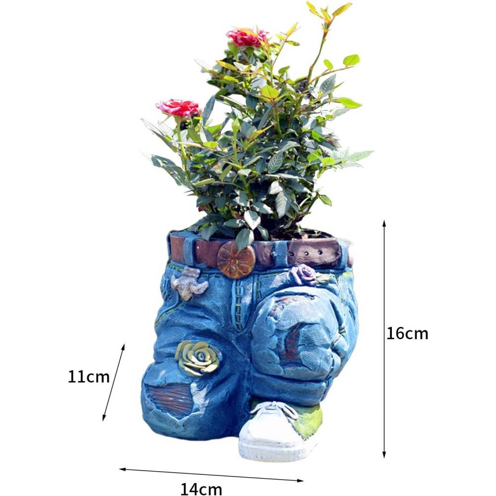 pot à fleurs-Pot de fleurs résine style jeans - Design unique - Décoration jardin - Living123 - Image 6