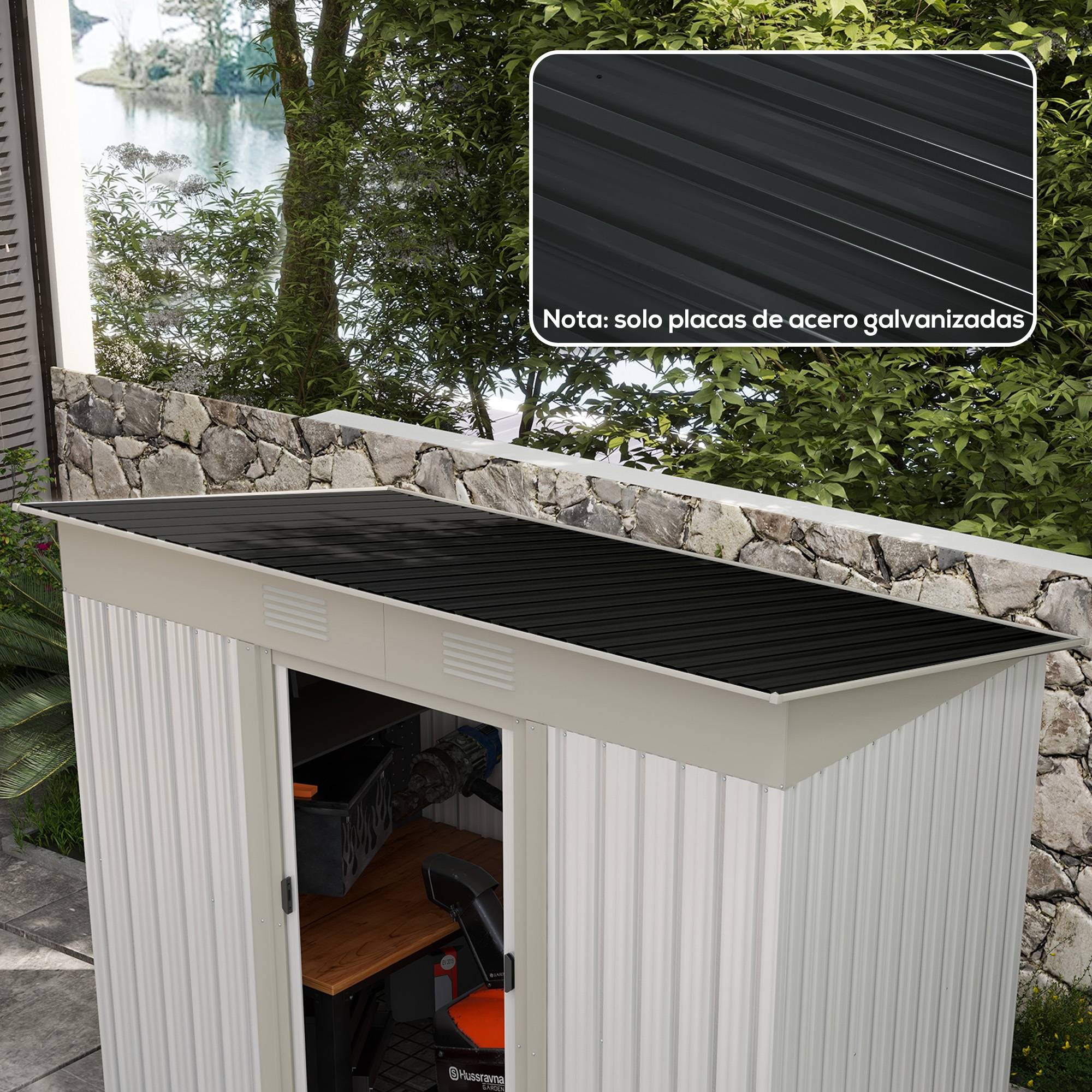 Lot 12 panneaux toit acier galvanisé 7m² abri outils remise 129x45cm gris foncé - Image 3