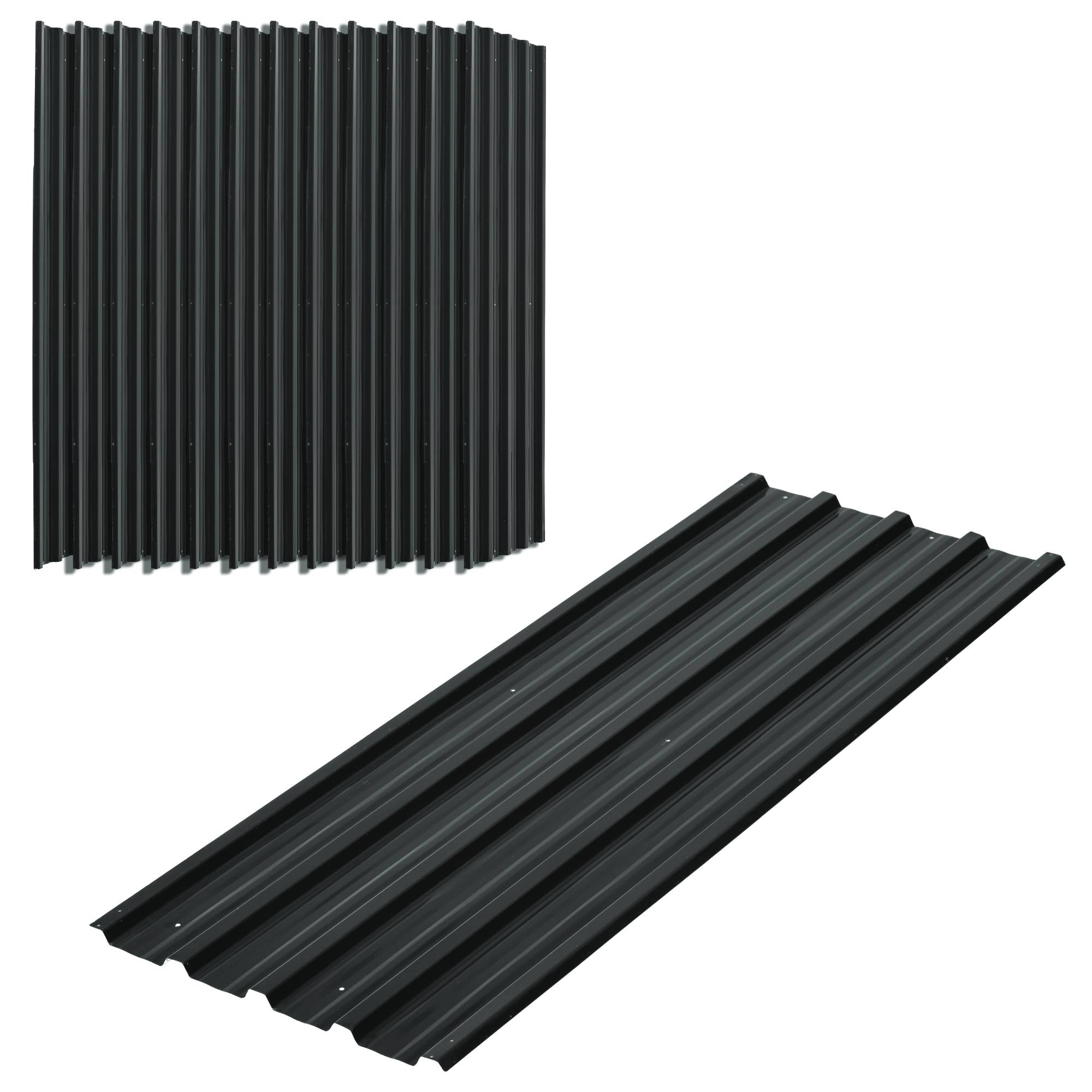Lot 12 panneaux toit acier galvanisé 7m² abri outils remise 129x45cm gris foncé - Image 1