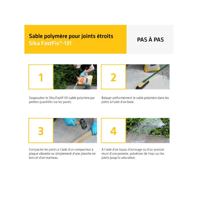 Sable polymère pour remplissage de joints de pavés et dalles SIKA FastFix 131 - Ton sable - 20kg - Image 6