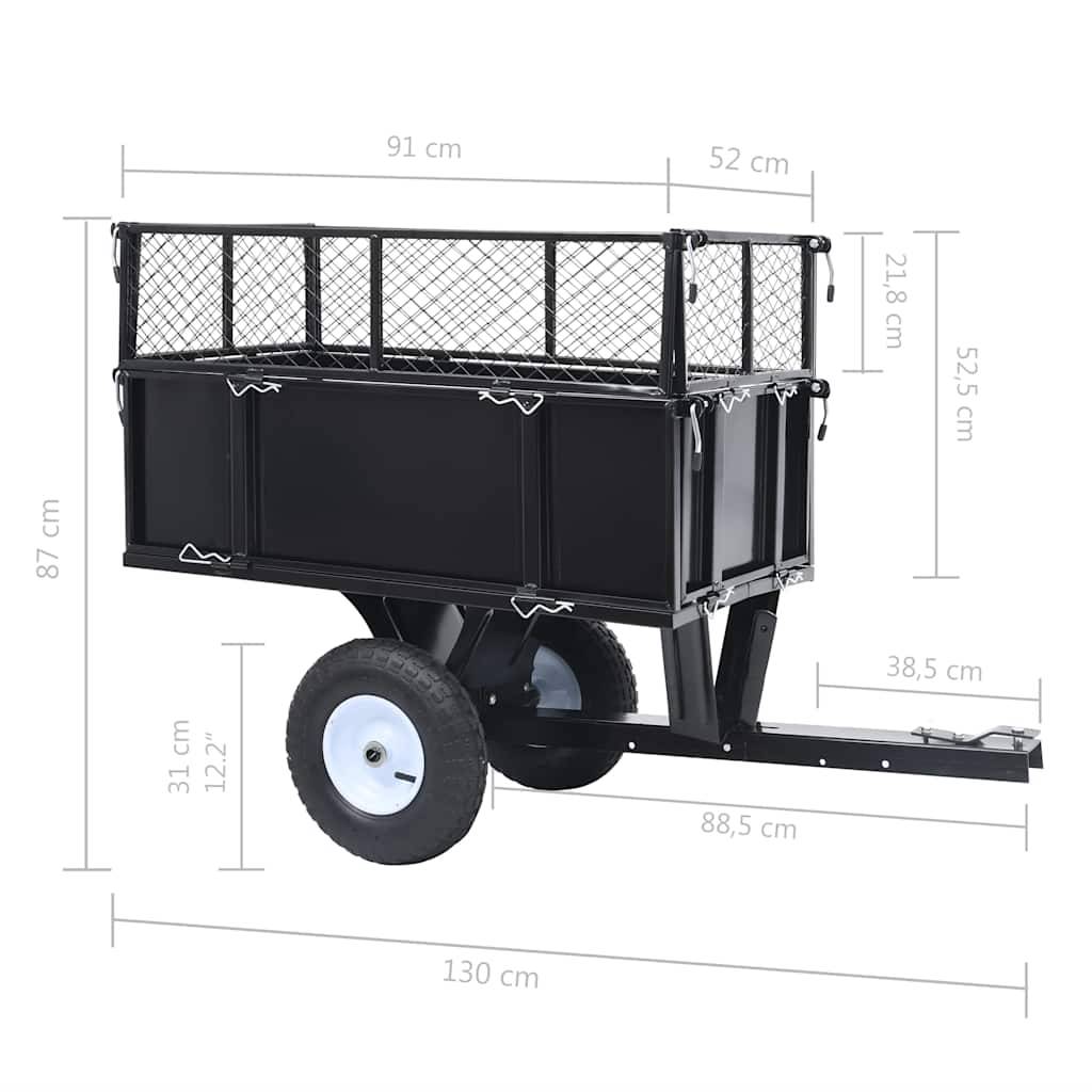ComfortXL - Remorque Basculante Acier pour Tondeuse Charge 150kg Parois Rabattables Roues Gonflables Jardinage Noir – ComfortXL Outdoor Living - Image 10
