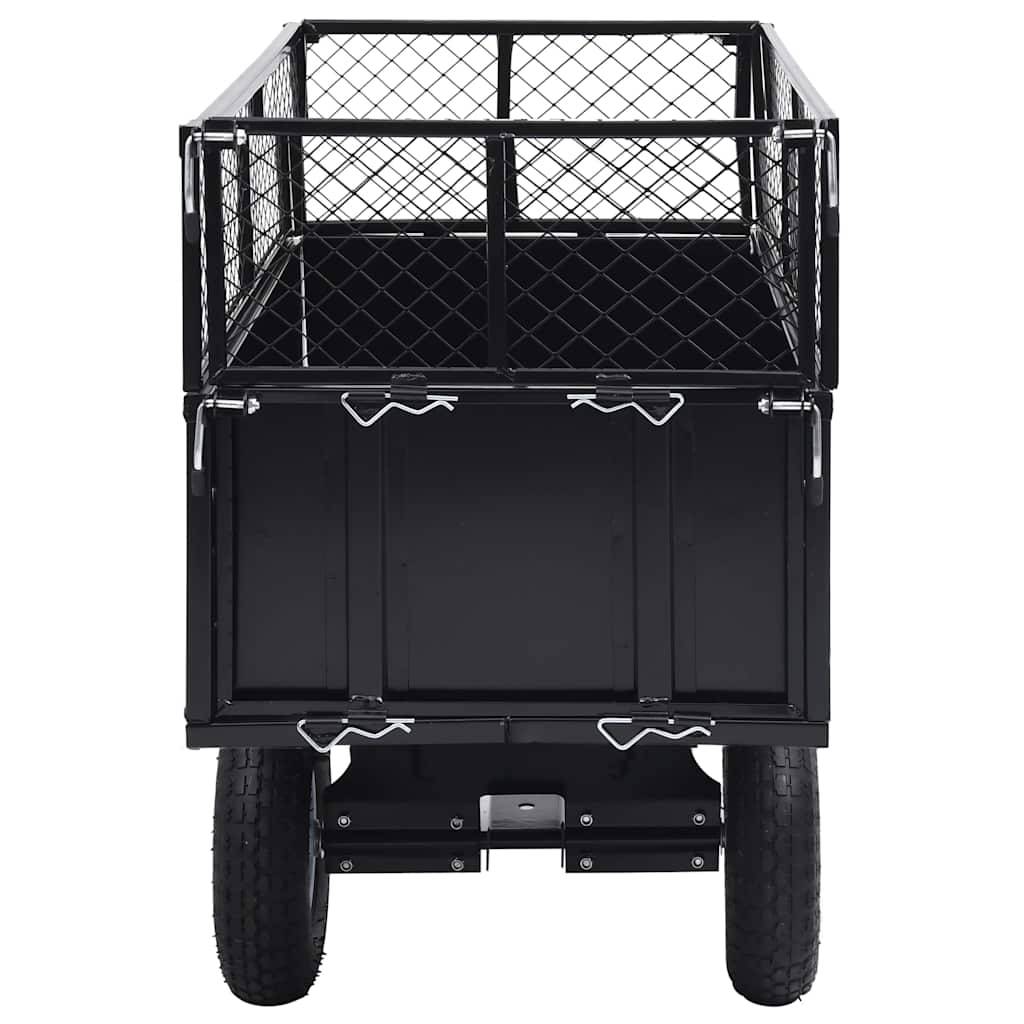 ComfortXL - Remorque Basculante Acier pour Tondeuse Charge 150kg Parois Rabattables Roues Gonflables Jardinage Noir – ComfortXL Outdoor Living - Image 4