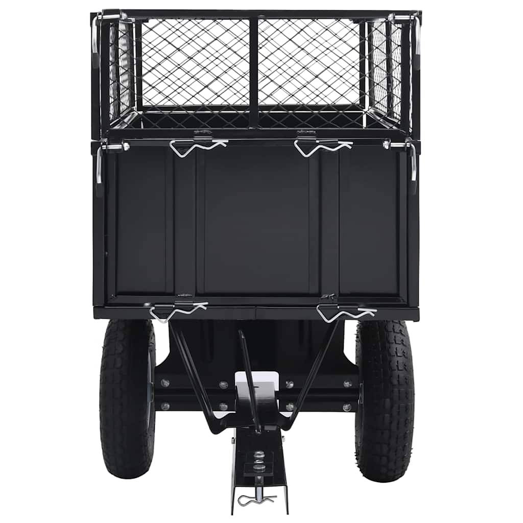 ComfortXL - Remorque Basculante Acier pour Tondeuse Charge 150kg Parois Rabattables Roues Gonflables Jardinage Noir – ComfortXL Outdoor Living - Image 3