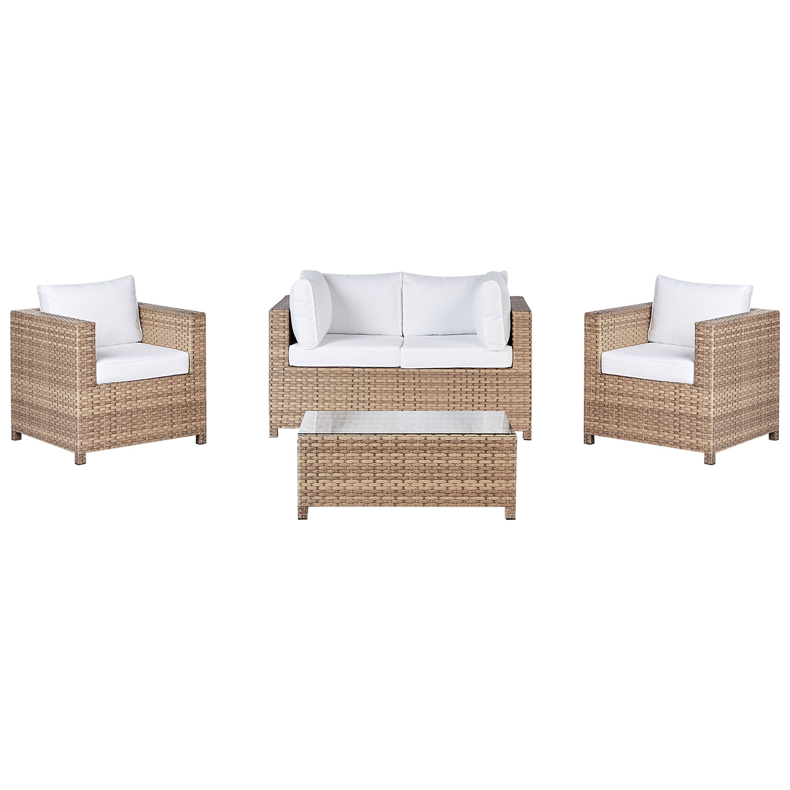 Beliani - Set de jardin, 4 Personnes Polyrotin Blanc cassé MILANO - Beliani - Image 3