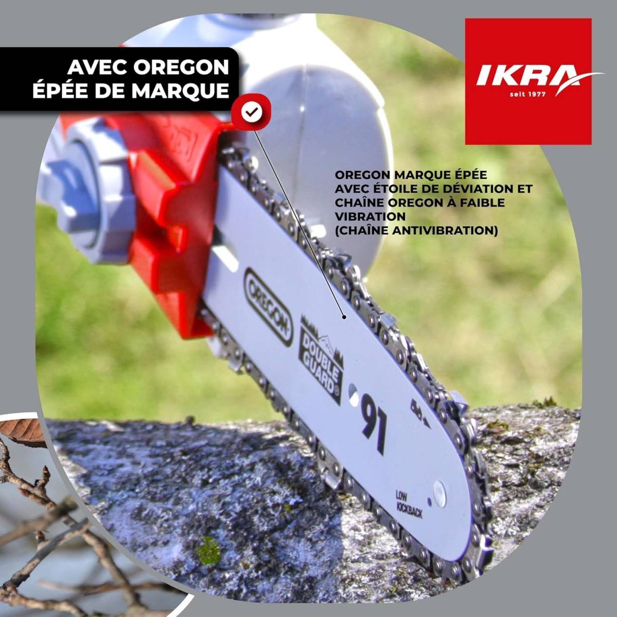 Élagueuse télescopique électrique 750W Guide Chaîne OREGON Extensible jusqu'à 4m Lubrification automatique Ikra - Image 5