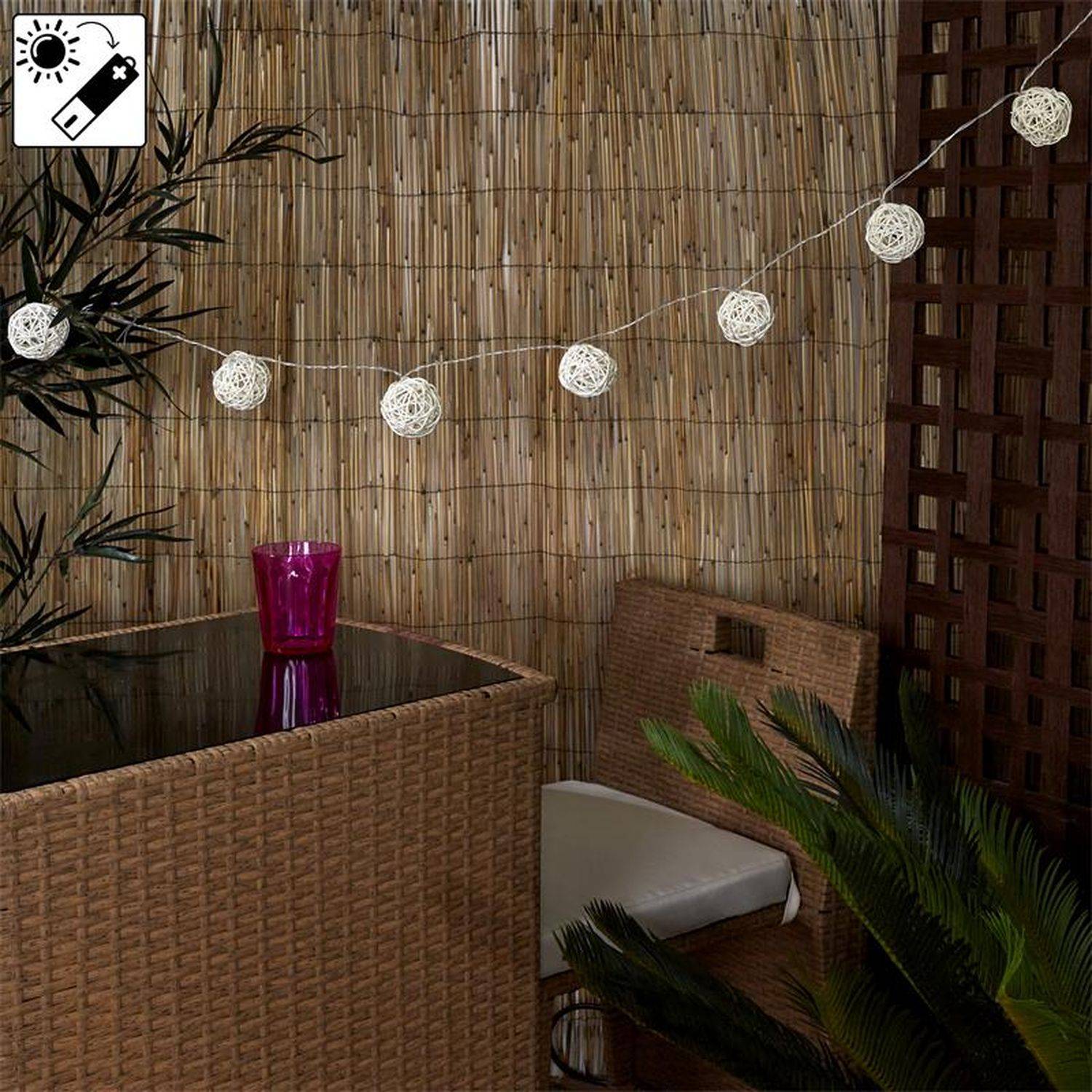 Sans Marque - Guirlande solaire pour intérieur et extérieur - Longueur 165 cm - Beige - Toilinux - Image 4