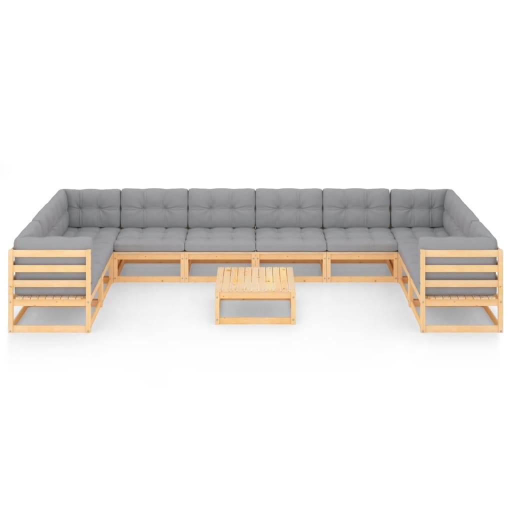 Helloshop26 - Salon de jardin meuble d'extérieur ensemble de mobilier 11 pièces avec coussins bois de pin massif - Image 6