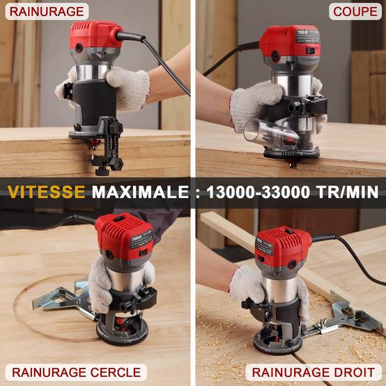 Affleureuse Électrique 800W, 13000‑33000 RPM, Housse Anti-Poussière, 15 Fraises 1/4", 6 Vitesses, 3 Pinces 6/6.35/8mm - Image 6