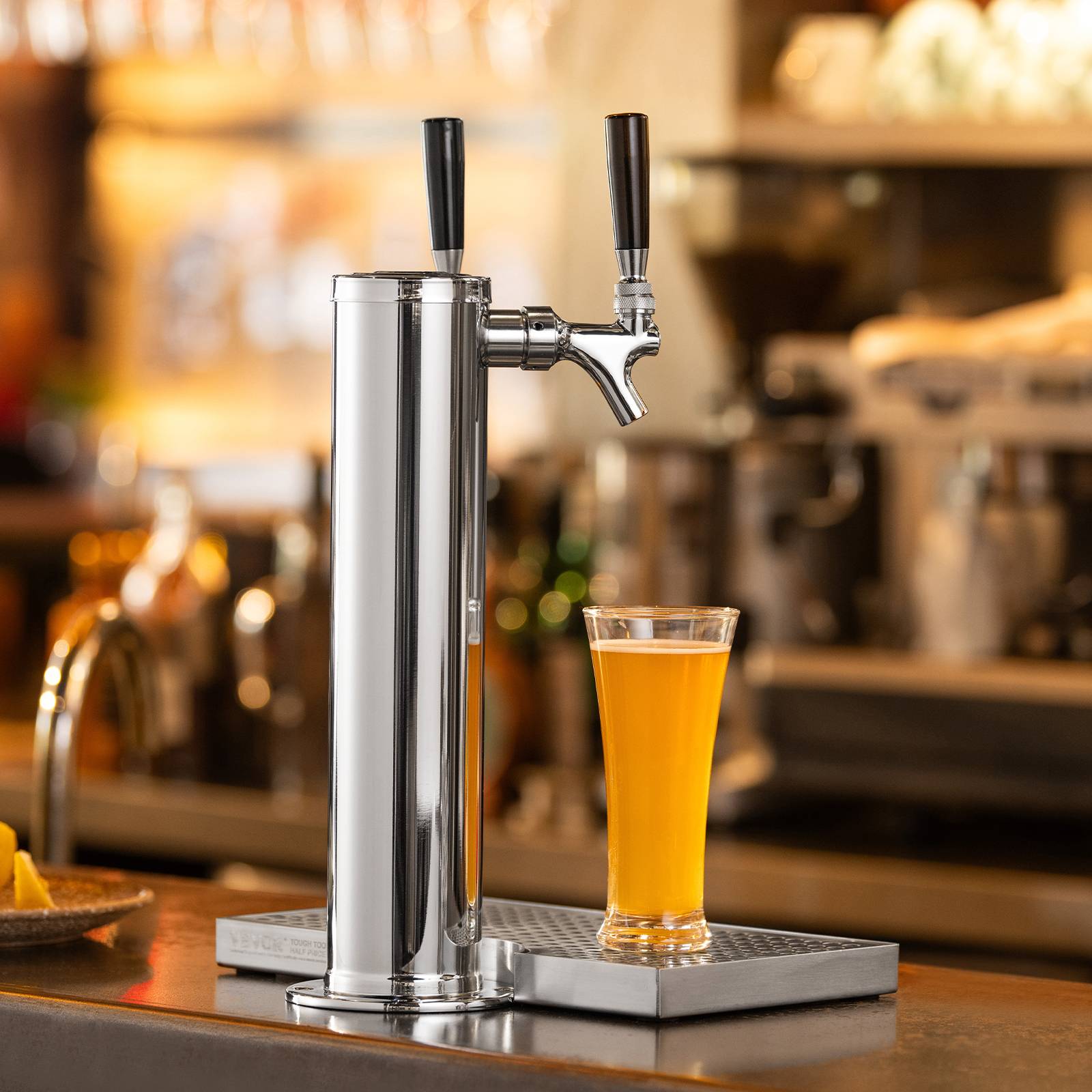 VEVOR Kit colonne bière 2 robinets, inox, régulateur double jauge W21,8. Coupleur système S, bar. - Image 8
