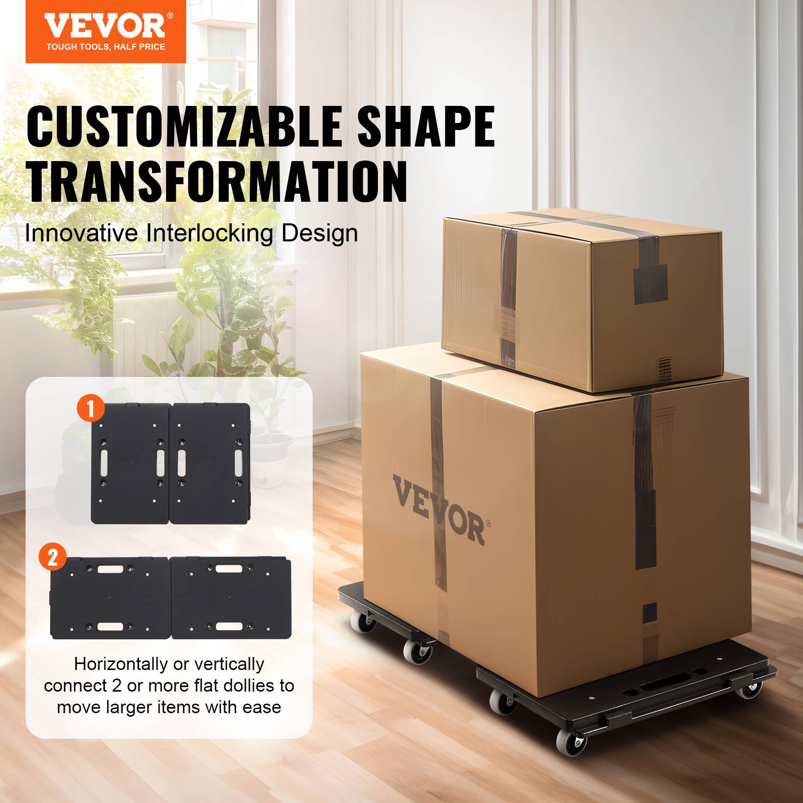 VEVOR Chariot à Plate-forme Emboîtable 2PCS Déplacement Meubles Capacité 227 kg - Image 2