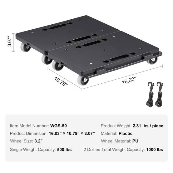 VEVOR Chariot à Plate-forme Emboîtable 2PCS Déplacement Meubles Capacité 227 kg - Image 7
