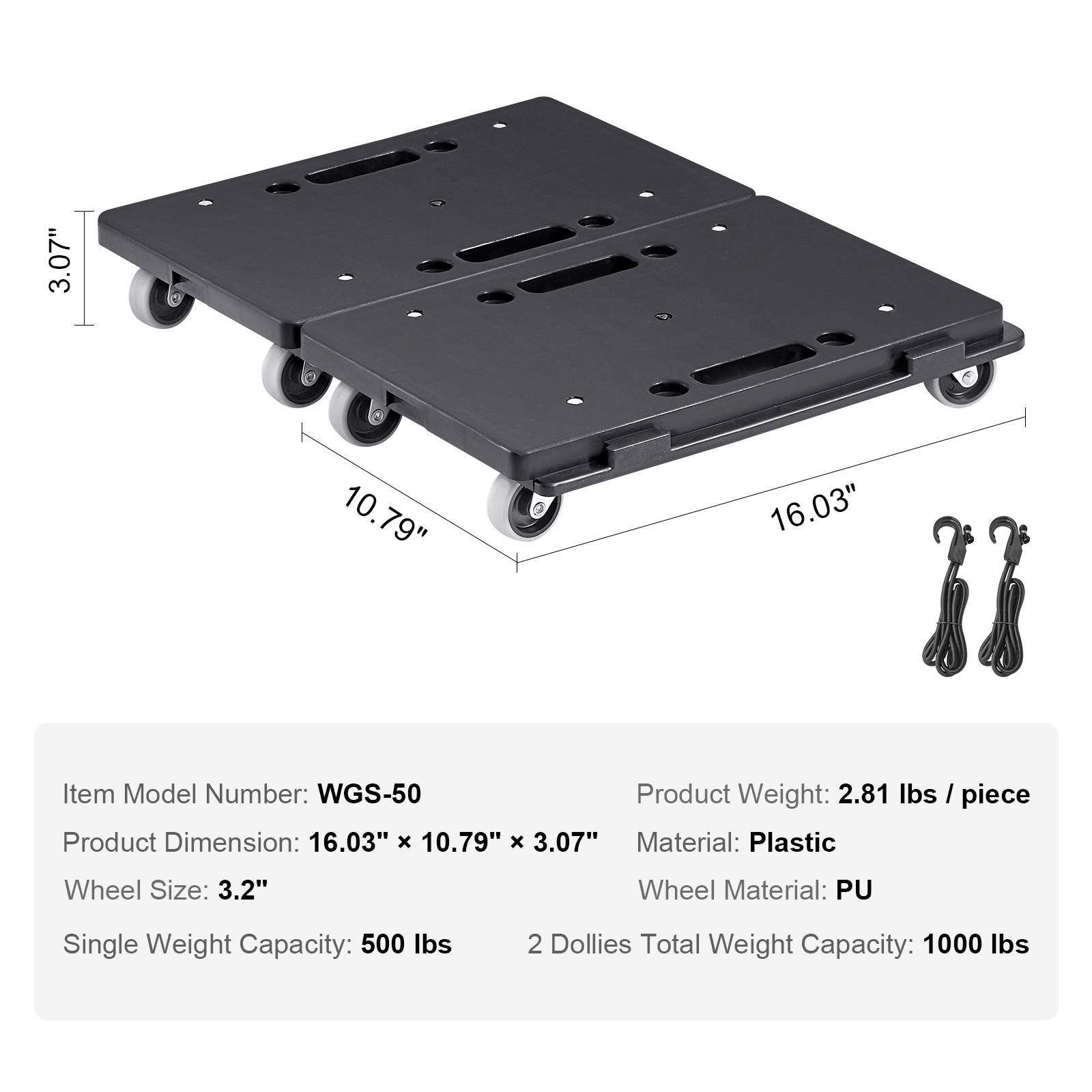 VEVOR Chariot à Plate-forme Emboîtable 2PCS Déplacement Meubles Capacité 227 kg - Image 7