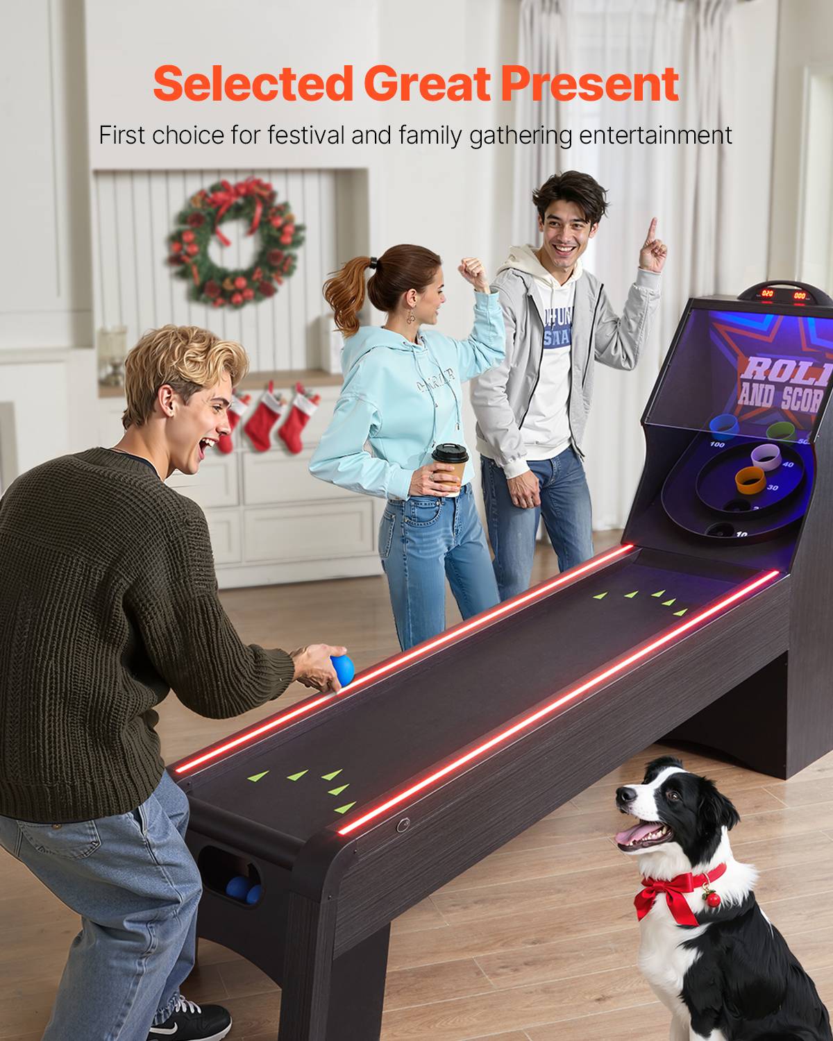 Vevor - VEVOR Skeeball 271 cm, table d'arcade Roll & Score - LED, son, barrière acrylique, retour auto, 4 billes - Image 5