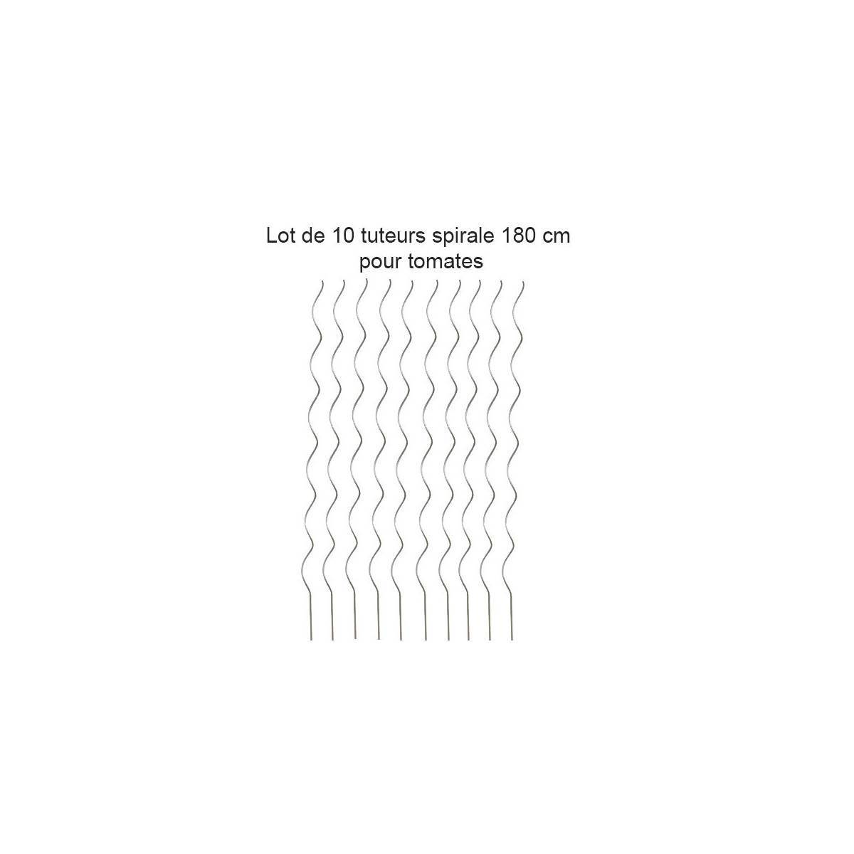 Lot de 10 Tuteurs spirale 180cm pour plants de tomates en acier galvanisé