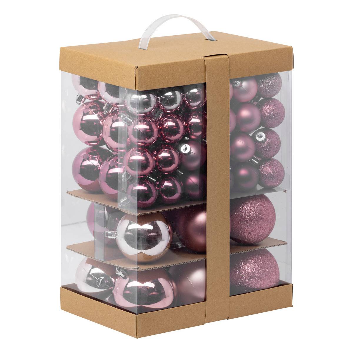 Fééric Lights & Christmas - Déco de sapin Lot de 60 Boules de Noël de 4 à 8 cm - Rose - Image 2