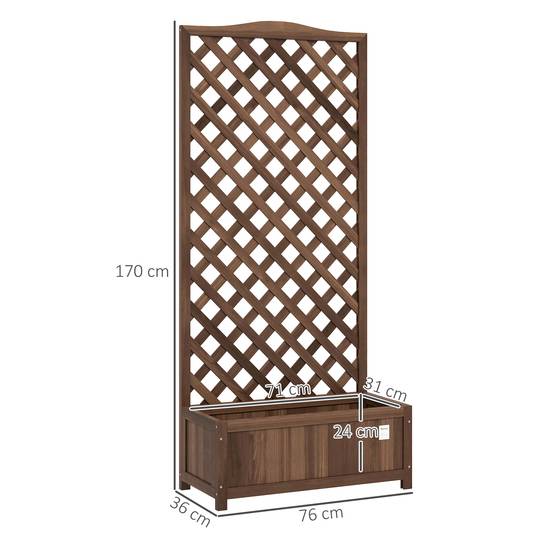 Jardinière sur pied treillis bois sapin extérieur bac fond lattes 76x36x170cm brun - ComfortXL Outdoor Living - Image 5