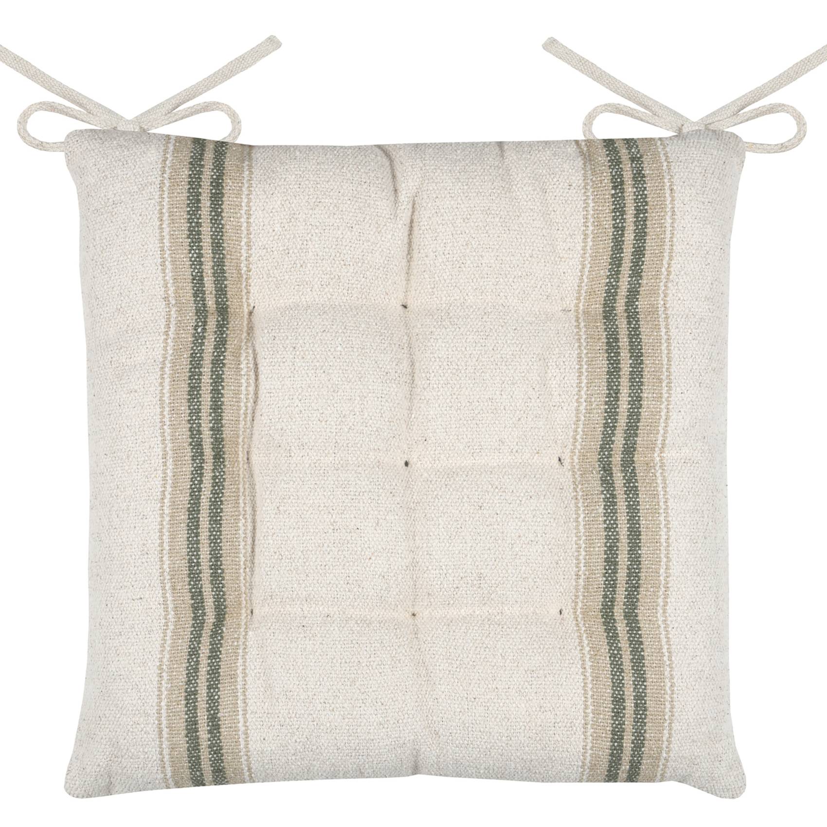 Lovely Casa - Galette de chaise - - Effet tapissier d'antan - LOVELY CASA - Coton - Vert - Image 1