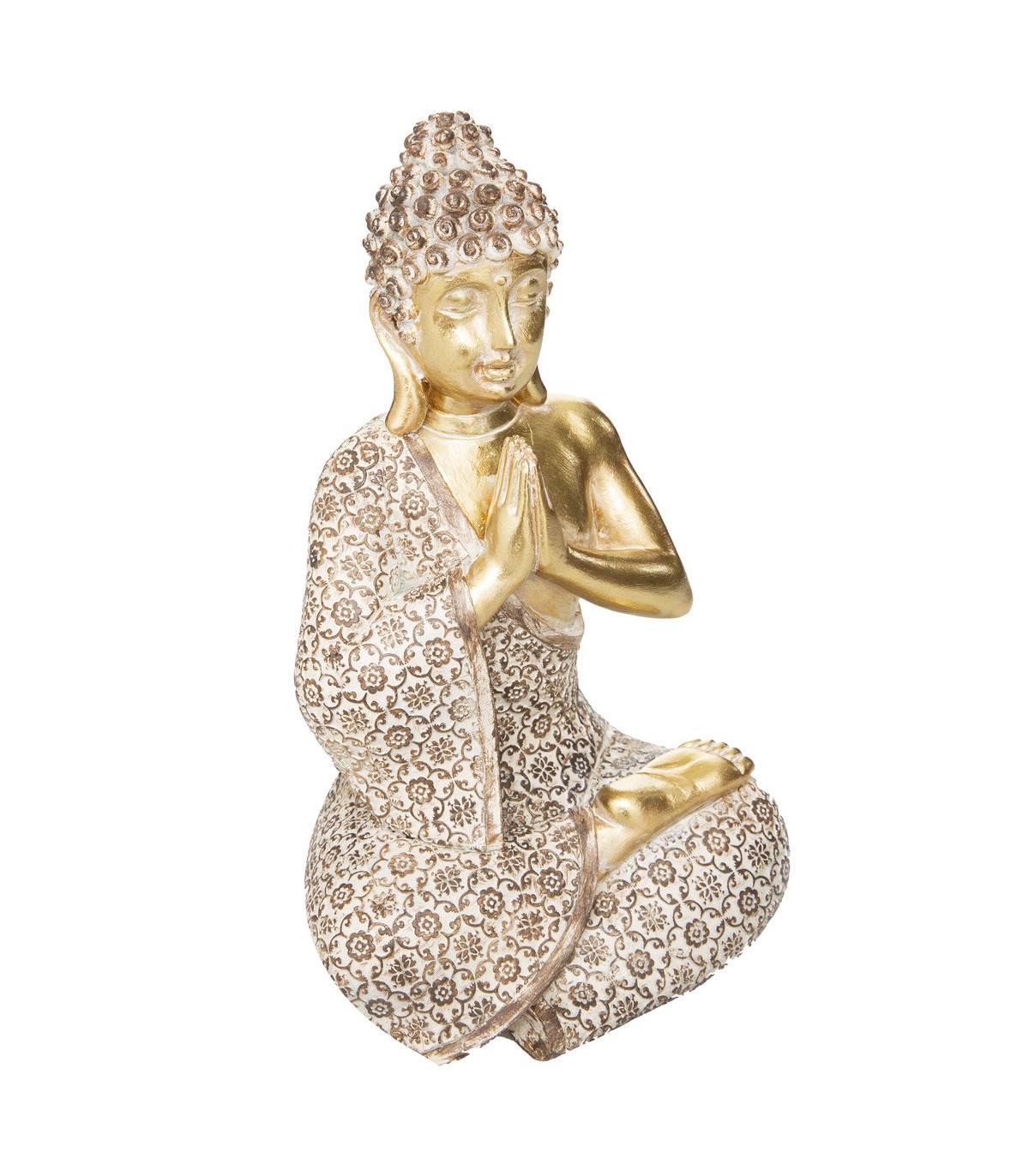Statue décorative Bouddha Assis en résine dorée H 19.5 cm - Image 1