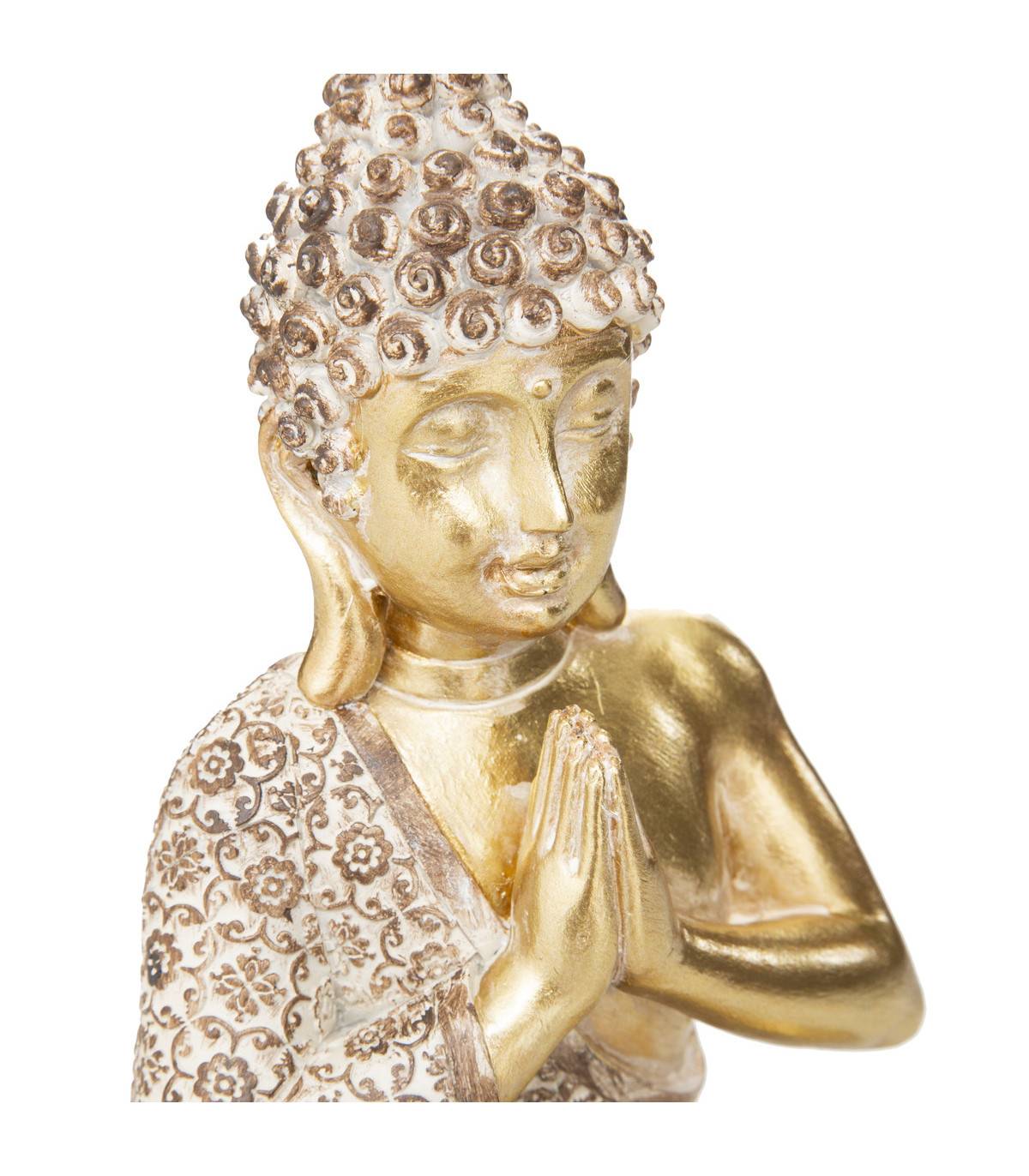 Statue décorative Bouddha Assis en résine dorée H 19.5 cm - Image 2