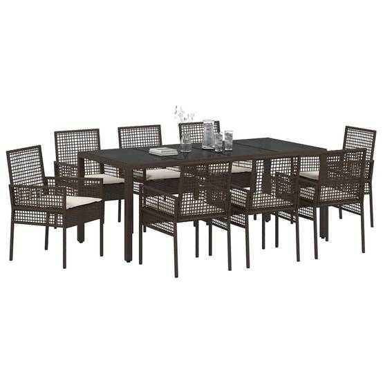 ComfortXL - Table et chaises de jardin 8 places en polyrotin marron avec plateau en verre pour repas – ComfortXL Outdoor Living - Image 3